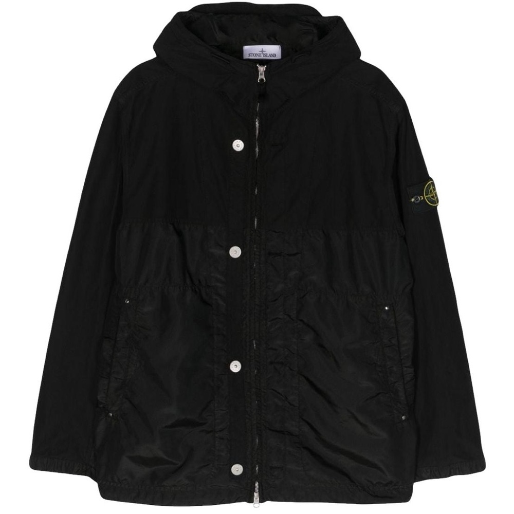 Stone Island Black Jacket with Logo Patch